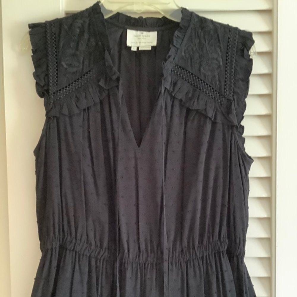 KATE SPADE BLACK EMBROIDERED LACED FULLY LINED TIERED MIDI VISCOSE WOMAN… - Picture 3 of 11